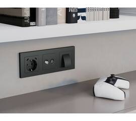 Комплект механизма электрической розетки 2USB С+C 20W с/з на винтовых зажимах 16A-250V Alfa Графит м