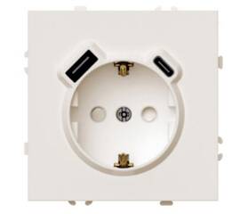 Розетка 1-местная з/ш с/з 16А + USB + Type C (механизм) Stekker Эмили RST16-5119-08 кашемир soft tou