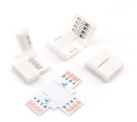 Комплект коннекторов Apeyron (Т-образный + 3 клипсы) для RGB светод ленты 12В IP20 подложка 10мм 09