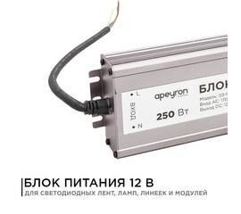 Блок питания Apeyron 12В (СТ) 250Вт импульсный IP67 170-264В 20,83А 03-108