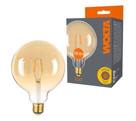 Лампа светодиодная филаментная WOLTA 10Вт 2400K Е27 шар прозрачный WF-G125-10W2.4KE27