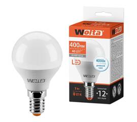 Светодиодная лампа WOLTA 5Вт 4000K E14 груша матовая 25S45GL5E14