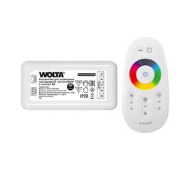 Контроллер 4-канальный для светодиодной ленты RGBW 12-24В, 24А с пультом RF2.4ГГц WOLTA WLC-C/08-24A