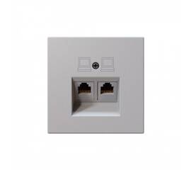 Интернет-розетка RJ45 двойная с накладкой, цвет Черный матовый (soft touch) Jasmart FD6106PWM