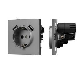 Механизм розетки с USB зарядкой Arlight SCT-TENDO-MUAA-PL-GR (230V, 16A) 054084