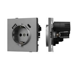 Механизм розетки с USB зарядкой Arlight SCT-TENDO-MUAC-PL-GR (230V, 16A) 054088