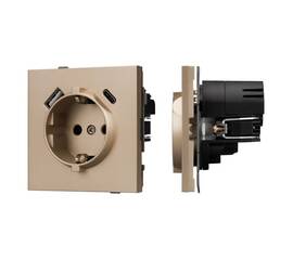 Механизм розетки с USB зарядкой Arlight SCT-TENDO-MUAC-PL-GD (230V, 16A) 054089