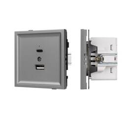 Механизм USB розетки Arlight SCT-TENDO-MUAC-PL-GR (5V, 3A, QC3) 054096