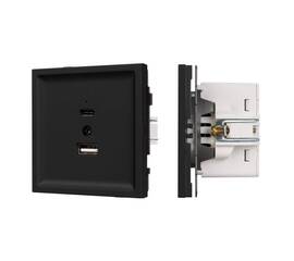 Механизм USB розетки Arlight SCT-TENDO-MUAC-SFPL-BK (5V, 3A, QC3) 054536