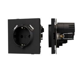 Механизм розетки с USB зарядкой Arlight SCT-TENDO-MUAA-SFPL-BK (230V, 16A) 054603