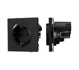 Механизм розетки с USB зарядкой Arlight SCT-TENDO-MUAC-SFPL-BK (230V, 16A) 054607