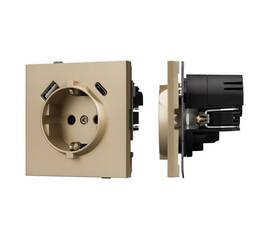Механизм розетки с USB зарядкой Arlight SCT-TENDO-MUAC-SFPL-GD (230V, 16A) 054608