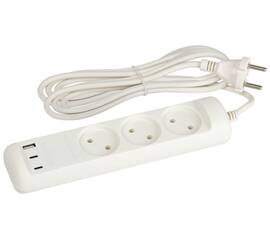 Удлинитель Эра U-3-3m-USB-W 3 розетки + 3xUSB A+C 3м 10А белый