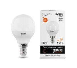 Лампа светодиодная Gauss E14 10W 3000K матовая 53110