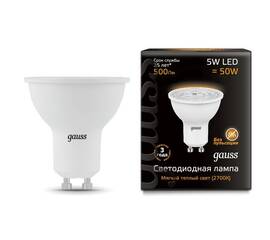 Лампа светодиодная Gauss GU10 5W 3000K матовая 101506105