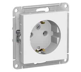 Розетка Systeme Electric ATLASDESIGN, скрытый монтаж, с заземлением, винтовые клеммы, белый