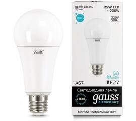 Лампа светодиодная Gauss E27 25W 4100K матовая 73225