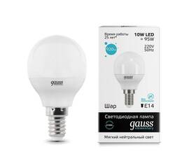 Лампа светодиодная Gauss E14 10W 4100K матовая 53120