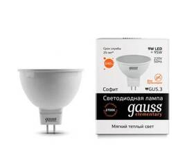 Лампа светодиодная Gauss GU5.3 9W 3000K матовая 13519