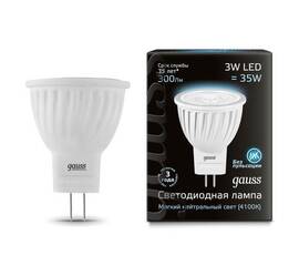 Лампа светодиодная Gauss GU4 3W 4100K матовая 132517203