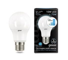 Лампа светодиодная диммируемая Gauss E27 10W 4100K матовая 102502210-S