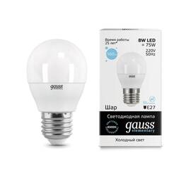 Лампа светодиодная Gauss E27 8W 6500K матовая 53238