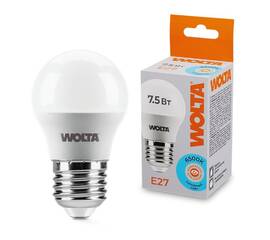 Светодиодная лампа WOLTA 7.5Вт 6500K E27 груша матовая 25W45GL7.5E27