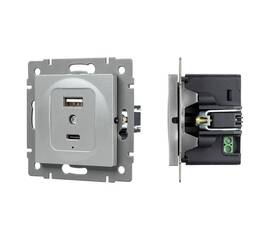 Механизм USB розетки Arlight SCT-MUAC-PL-GR-V (5V, 3A, QC4) 049840