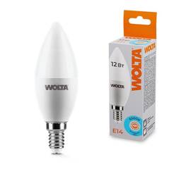 Светодиодная лампа WOLTA 12Вт 6500K Е14 свеча матовая 25WC12E14