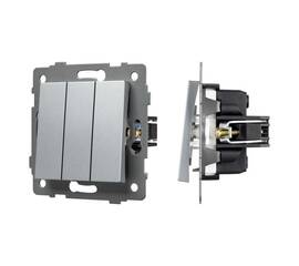 Механизм выключателя трехклавишный непроходной Arlight SWT-MK03-PL-GR-V (250V, 10A) 049898