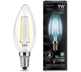 Лампа светодиодная филаментная Gauss E14 9W 4100К прозрачная 103801209