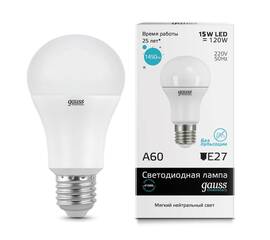 Лампа светодиодная Gauss E27 15W 4100K матовая 23225