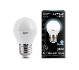 Лампа светодиодная Gauss E27 6.5W 4100K матовая 105102207