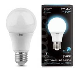 Лампа светодиодная Gauss E27 7W 4100K матовая 102502207