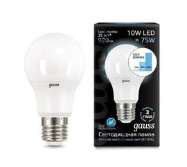 Лампа светодиодная диммируемая Gauss E27 10W 4100K матовая 102502210-S