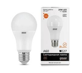 Лампа светодиодная Gauss E27 20W 3000K матовая 23219