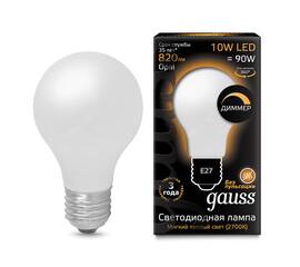 Лампа светодиодная диммируемая Gauss филаментная E27 10W 2700К матовая 102202110-D