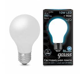 Лампа светодиодная филаментная Gauss E27 10W 4100К матовая 102202210