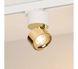 Трековый трехфазный светильник Arlight SP-PLURIO-TRACK-4TR-R77-9W Warm3000 (WH-BRS, 36 deg, 230V) (I