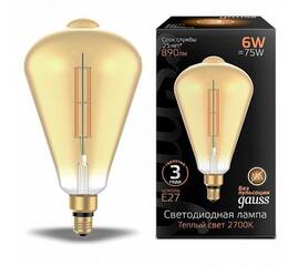 Лампа светодиодная филаментная Gauss E27 6W 2700K янтарная 157802118