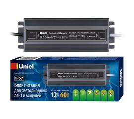 Блок питания Uniel 12V 60W IP67 5A UET-VAF-060A67 12V IP67 UL-00007575