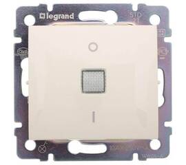 Переключатель одноклавишный двухполюсный Legrand Valena 10A 250V с подсветкой слоновая кость 774349