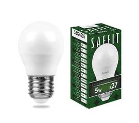 Лампа светодиодная Saffit E27 5W 4000K Шар Матовая SBG4505 55026