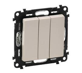Выключатель трехклавишный Legrand Valena Life 10A 250V слоновая кость 752503