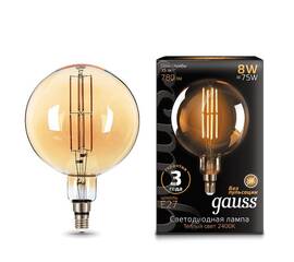 Лампа светодиодная филаментная Gauss E27 8W 2400K золотая 105802008
