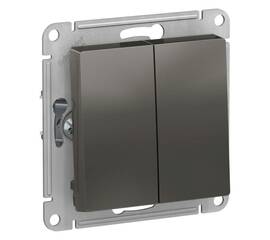 Переключатель 2-клавишный Systeme Electric ATLASDESIGN, скрытый монтаж, сталь
