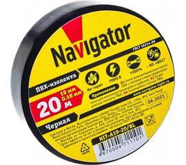 Изолента ПВХ 19мм (рул.20м) черн. NIT-A19-20-BL Navigator 71110