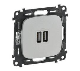 Розетка USB двойная Legrand Valena Allure 240V/5V 1500mA алюминий 754997