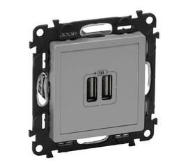Розетка USB двойная Legrand Valena Life 240V/5V 1500mA алюминий 753612