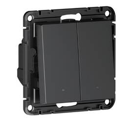 Умный выключатель двухклавишный Systeme Electric/Sber ATLASDESIGN SMART скрытый монтаж, с подсветкой, с нейтралью, карбон